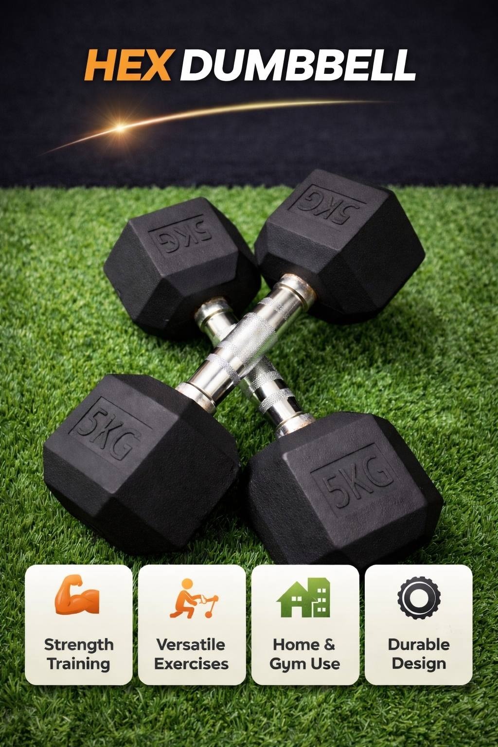 Hex Dumbell 5 Kg Pair